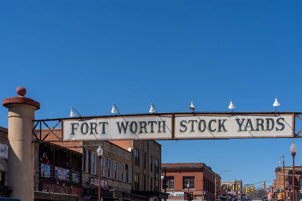 Fort Worth Stockyards Texas Historic District Entrance Sign Western Culture DFW Homes For Sale