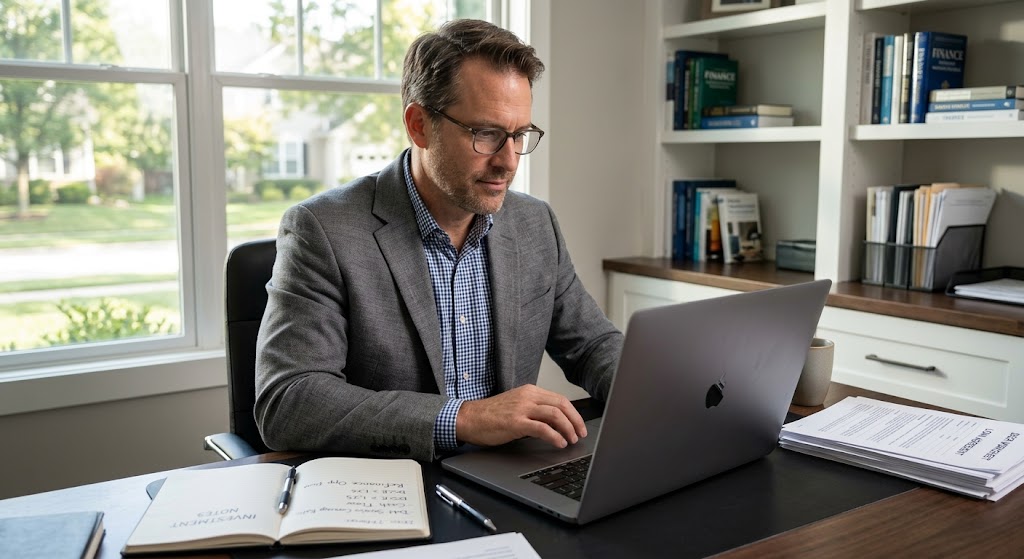Investor reviewing DSCR loan requirements on laptop